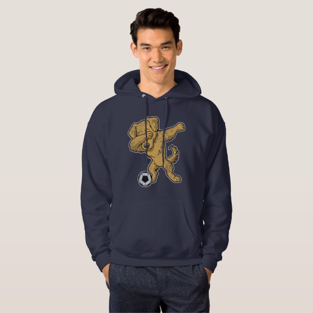 Dabbing Golden Retriever Dog Soccer Dab Hoodie (Front Full)