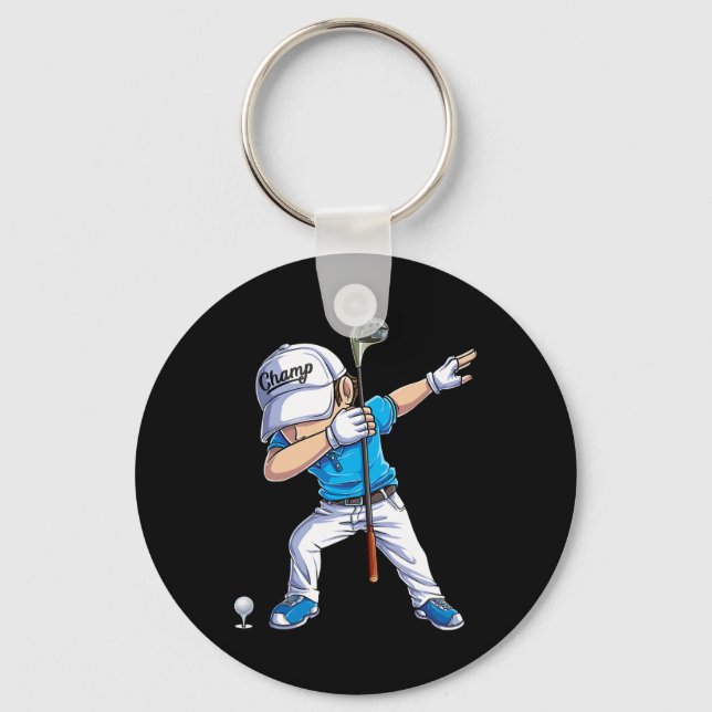 Dabbing Golf Player Golfer Golfing Funny Kids Boys Key Ring (Front)