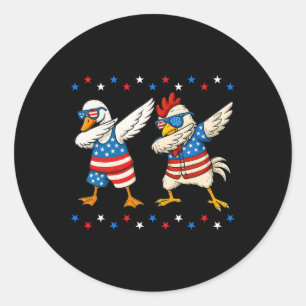 Dabbing Goose Chicken Funny 4th Of July Men Women Classic Round Sticker