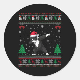 Dabbing Greater Swiss Mountain Dog Santa Hat Chris Classic Round Sticker