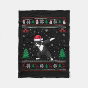 Dabbing Greater Swiss Mountain Dog Santa Hat Chris Fleece Blanket
