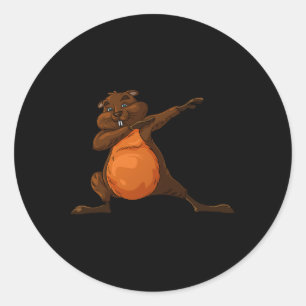 Dabbing Groundhog Cute Marmots Love Groundhog Day Classic Round Sticker