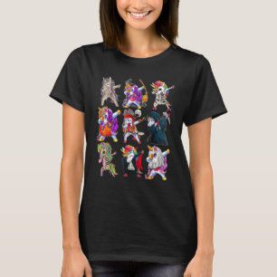 Dabbing Halloween Boys Girls Unicorn Skeleton Zomb T-Shirt