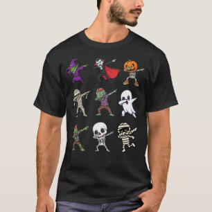 Dabbing Halloween Boys Skeleton Zombie Pumpkin  T-Shirt