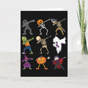 Dabbing Halloween Boys Skeleton Zombie Scary Pumpk Card