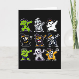 Dabbing Halloween Boys Skeleton Zombie Scary Pumpk Card