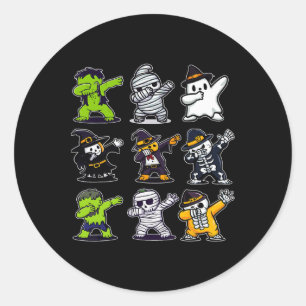 Dabbing Halloween Boys Skeleton Zombie Scary Pumpk Classic Round Sticker