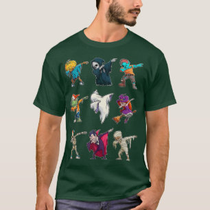 Dabbing Halloween Boys Skeleton Zombie Scary Pumpk T-Shirt