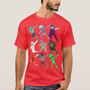 Dabbing Halloween Boys Skeleton Zombie Scary Pumpk T-Shirt