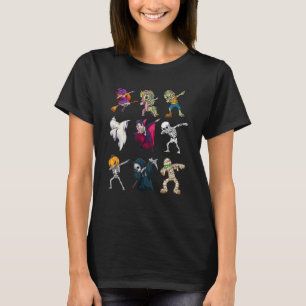 Dabbing Halloween Boys Skeleton Zombie Scary Pumpk T-Shirt