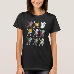 Dabbing Halloween Boys Skeleton Zombie Scary Pumpk T-Shirt