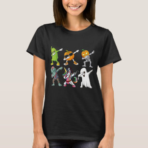 Dabbing Halloween Boys Skeleton Zombie Scary Pumpk T-Shirt