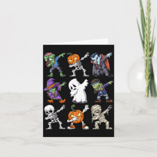 Dabbing Halloween Boys Skeleton Zombie Y Pumpkin Card