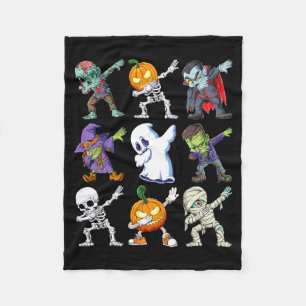 Dabbing Halloween Boys Skeleton Zombie Y Pumpkin Fleece Blanket