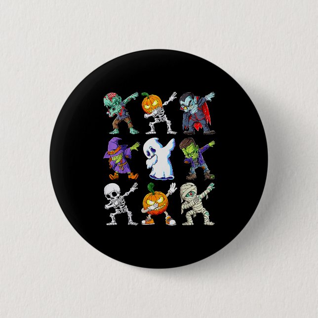 Dabbing Halloween Boys Skeleton Zombie Y Pumpkin M 6 Cm Round Badge (Front)