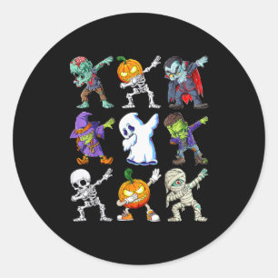 Dabbing Halloween Boys Skeleton Zombie Y Pumpkin M Classic Round Sticker
