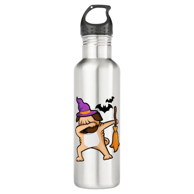 Dabbing Halloween Pug Dog 710 Ml Water Bottle (Front)