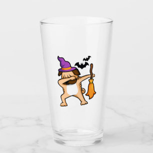Dabbing Halloween Pug Dog Glass