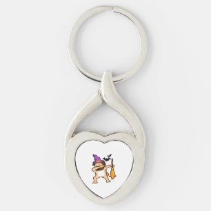 Dabbing Halloween Pug Dog Key Ring
