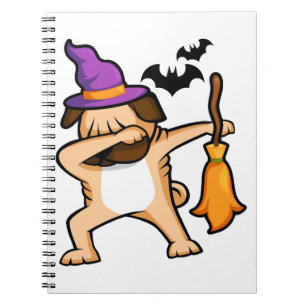 Dabbing Halloween Pug Dog Notebook