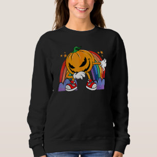 Dabbing Halloween Pumpkin Rainbow Boys Kids Dab Sweatshirt