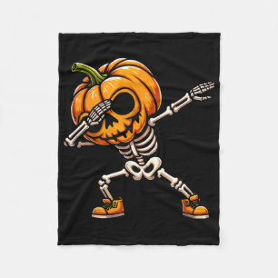 Dabbing Halloween Skeleton Boys Trick Treat Funny  Fleece Blanket