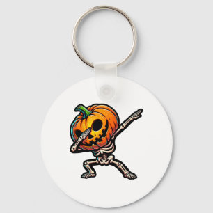Dabbing Halloween Skeleton Boys Trick Treat Funny Key Ring