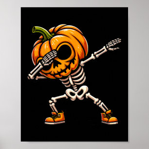 Dabbing Halloween Skeleton Boys Trick Treat Funny Poster