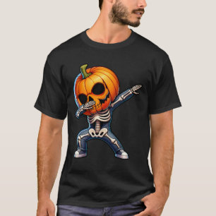 Dabbing Halloween Skeleton Boys Trick Treat Funny T-Shirt