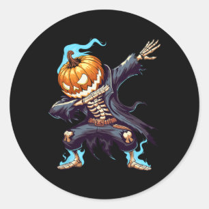 Dabbing Halloween Skeleton Monster Dab Spooky Boys Classic Round Sticker