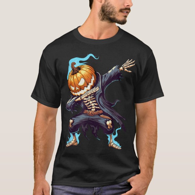 Dabbing Halloween Skeleton Monster Dab Spooky Boys T-Shirt (Front)