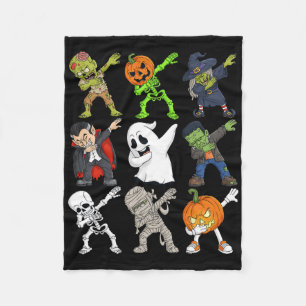 Dabbing Halloween Skeleton Zombie Scary Pumpkin Va Fleece Blanket
