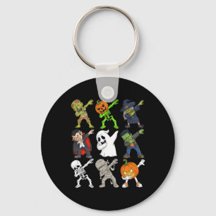 Dabbing Halloween Skeleton Zombie Scary Pumpkin Va Key Ring