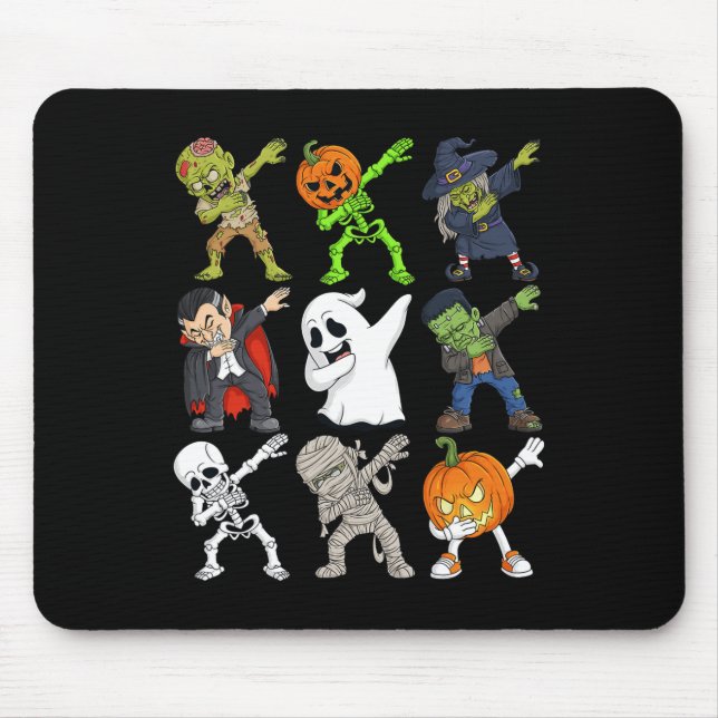 Dabbing Halloween Skeleton Zombie Scary Pumpkin Va Mouse Pad (Front)