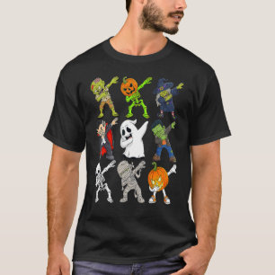 Dabbing Halloween Skeleton Zombie Scary Pumpkin Va T-Shirt