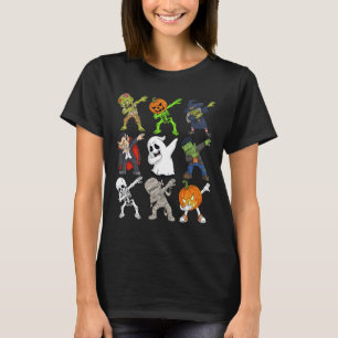 Dabbing Halloween Skeleton Zombie Scary Pumpkin Va T-Shirt