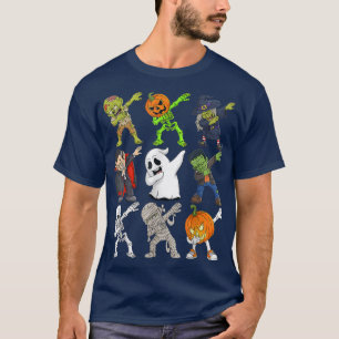 Dabbing Halloween Zombie Skeleton Scary Pumpkin Va T-Shirt