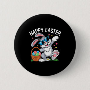 Dabbing happy easter bunny sunglasses kids boys 6 cm round badge