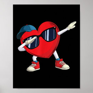 Dabbing Heart Dab Cool Valentines Day Kids Boys Gi Poster