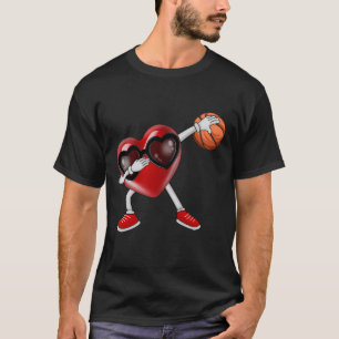 Dabbing Heart Dab Cute Valentines Day Basketball T-Shirt