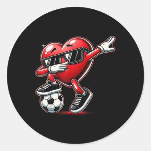 Dabbing Heart Dab Cute Valentines Day Boys Soccer Classic Round Sticker