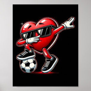Dabbing Heart Dab Cute Valentines Day Boys Soccer Poster