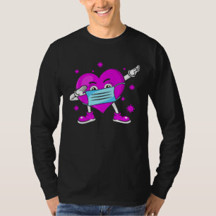 Dabbing Heart Face Mask Valentine's Day T-Shirt