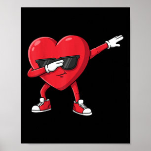 Dabbing Heart Funny Gifts For Men Kids Boys Valent Poster