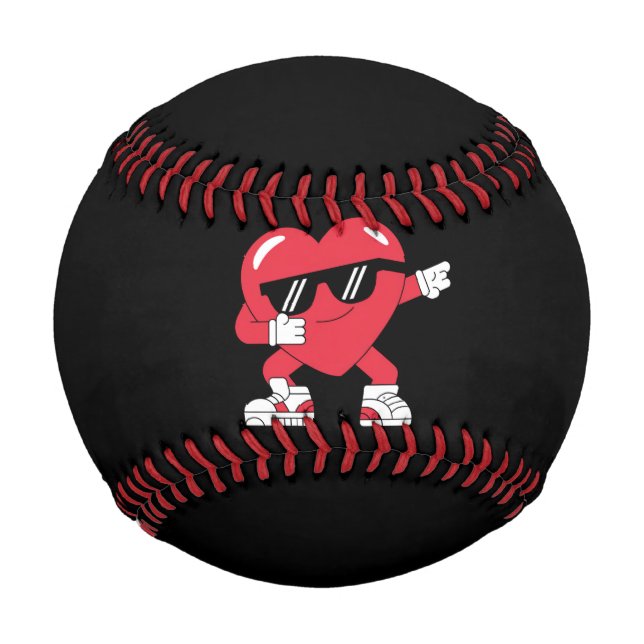 Dabbing Heart Funny Gifts Valentines Day Baseball (Front)