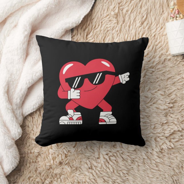 Dabbing Heart Funny Gifts Valentines Day Cushion (Blanket)