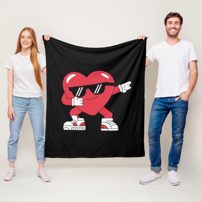 Dabbing Heart Funny Gifts Valentines Day Fleece Blanket (In Situ)