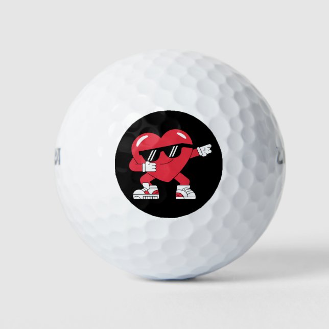 Dabbing Heart Funny Gifts Valentines Day Golf Balls (Front)