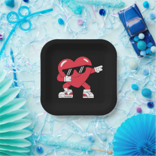 Dabbing Heart Funny Gifts Valentines Day Paper Plate