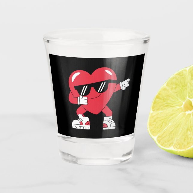 Dabbing Heart Funny Gifts Valentines Day Shot Glass (Front)